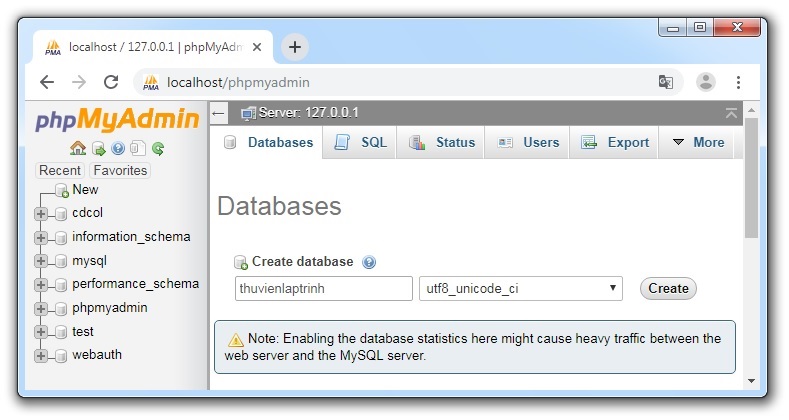cách tạo cơ sở dữ liệu trong mysql